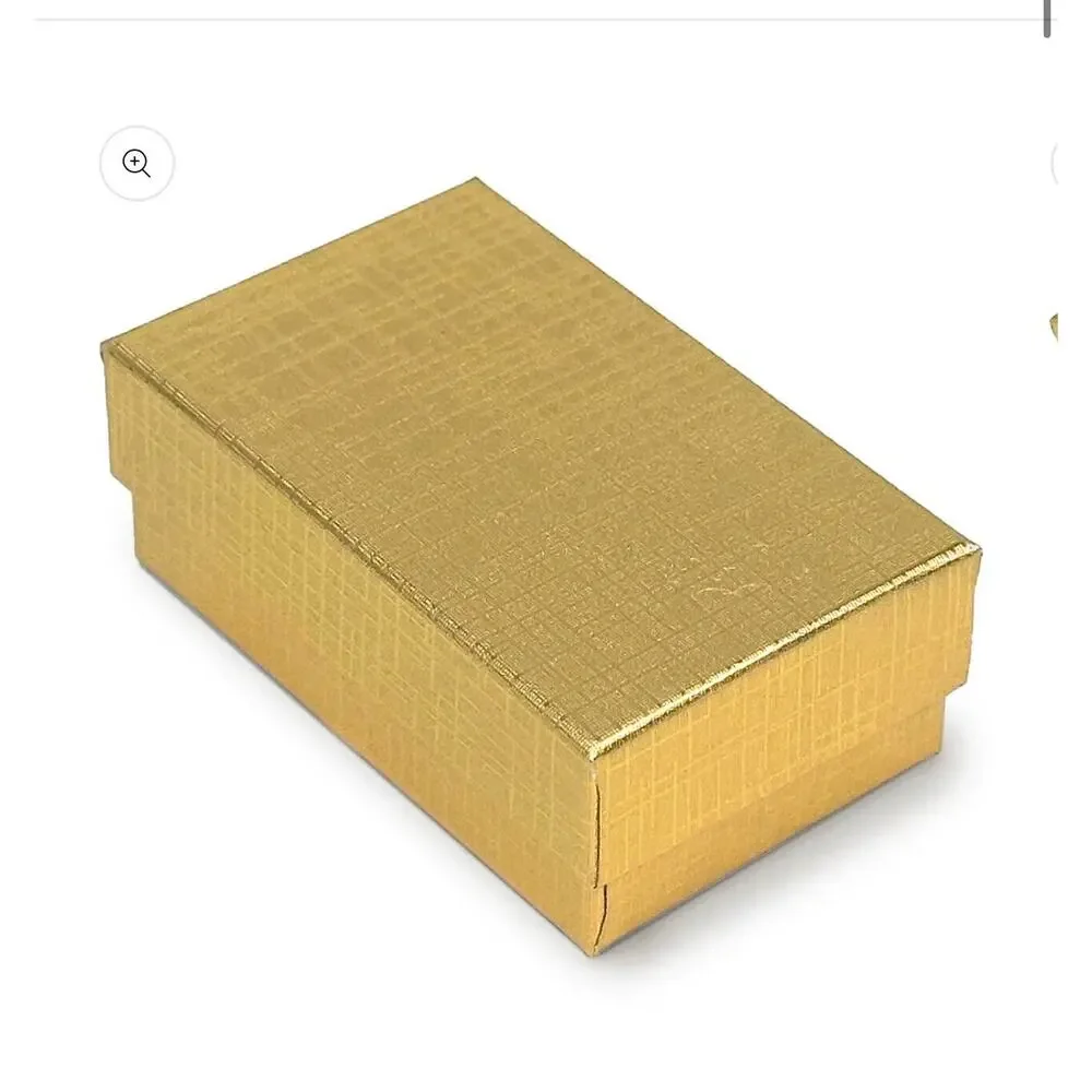 52 Gold Foil Cotton‎ Filled #21 Sz Boxes Jewelry Gift Box 2-1/8
